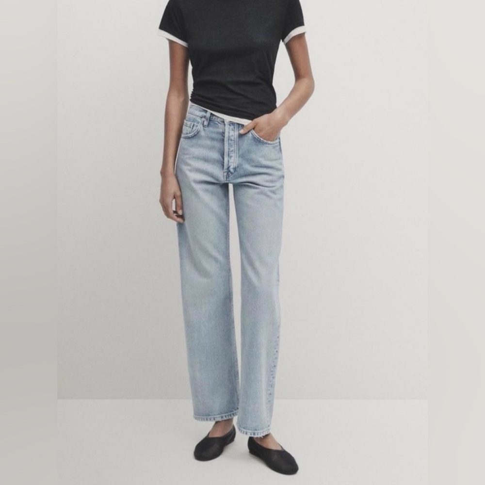 Massimo Dutti Light Blue High Rise Jeans